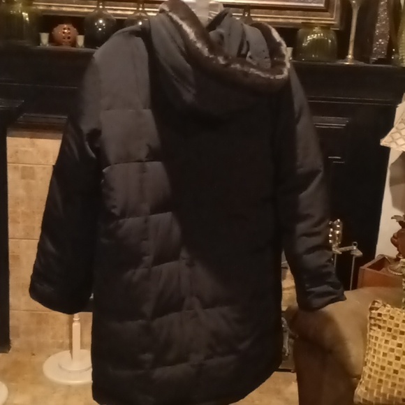 NWOT CENTRIGRADE OUTERWEAR black puffer coat w vertical front pockets & hoodie M - Picture 13 of 14